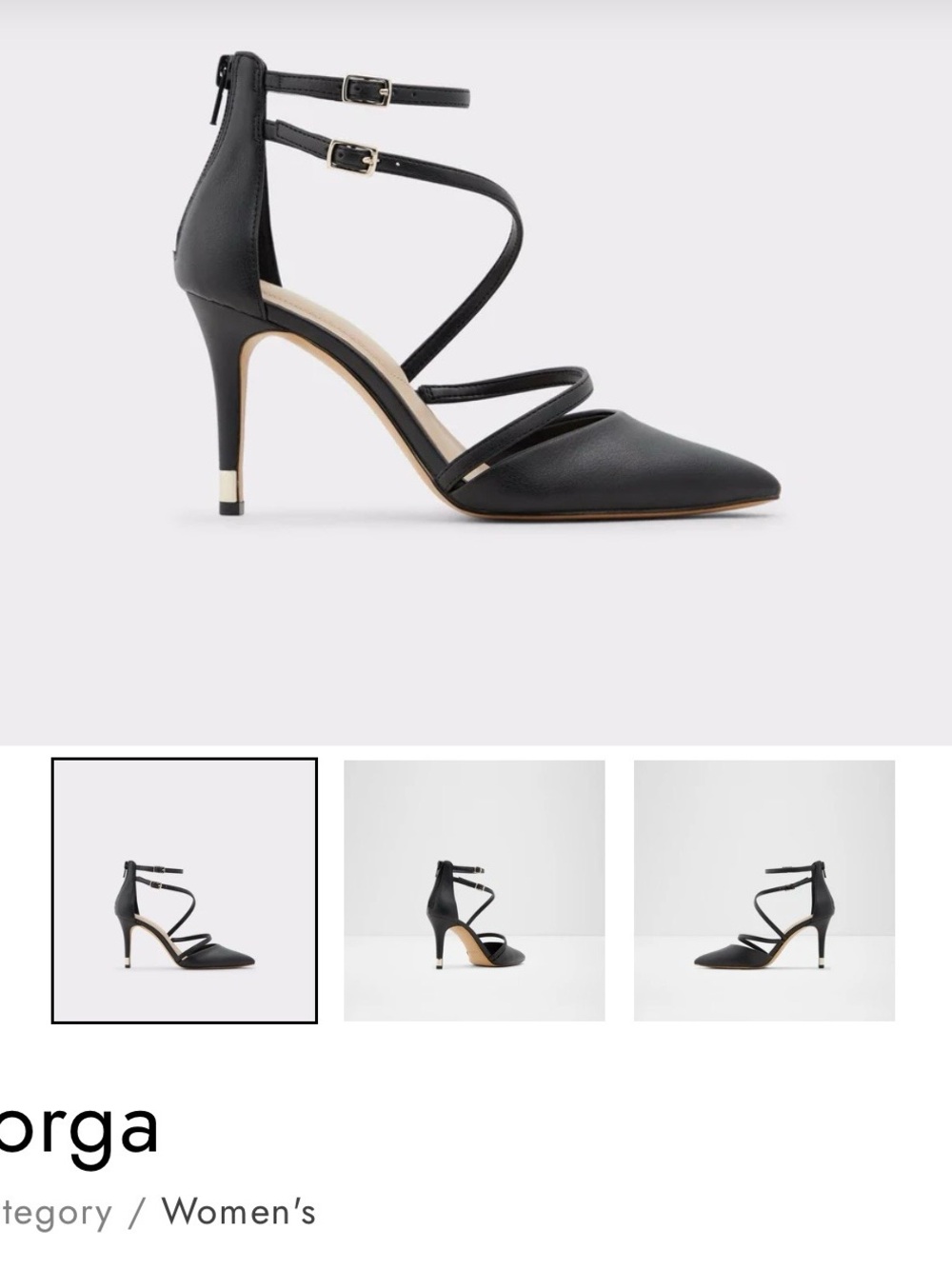 Aldo Black Strappy Pointed Toe Heels with Double Ankle Buckles